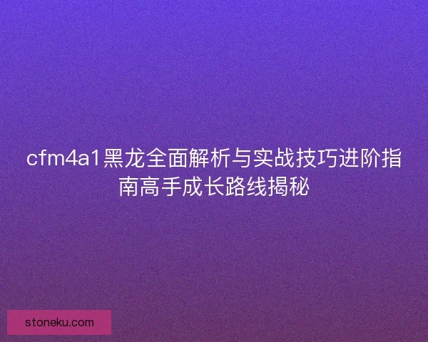 cfm4a1黑龙全面解析与实战技巧进阶指南高手成长路线揭秘