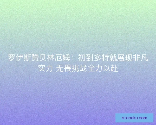 罗伊斯赞贝林厄姆：初到多特就展现非凡实力 无畏挑战全力以赴