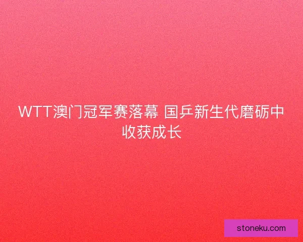 WTT澳门冠军赛落幕 国乒新生代磨砺中收获成长